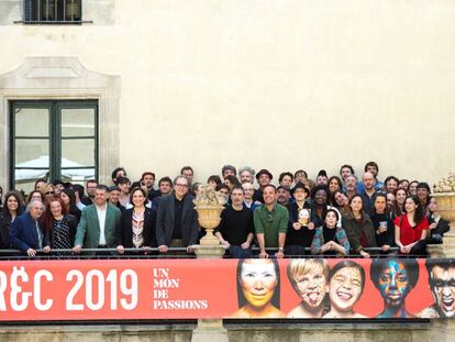 La tradicional foto de familia del festival Grec, ayer.