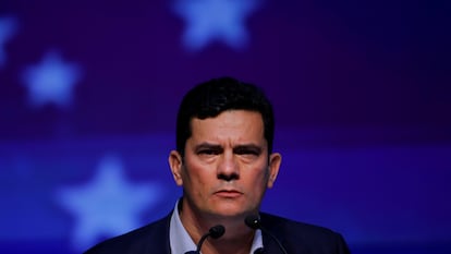 Sergio Moro, exministro de Justicia, durante un evento en Brasilia, este lunes.