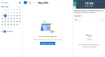 Interfaz de la aplicación Zoom