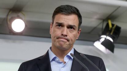 Roda de premsa de Pedro Sánchez després de la reunió de la Comissió Permanent del PSOE.