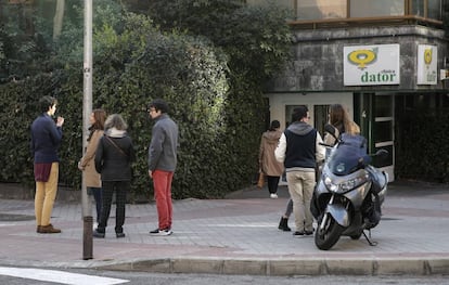 Pro-life activists outside the Dator clinic in Madrid.