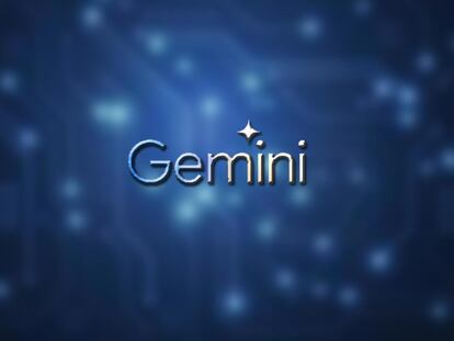 Logotipo de Gemini con fondo de circuitos