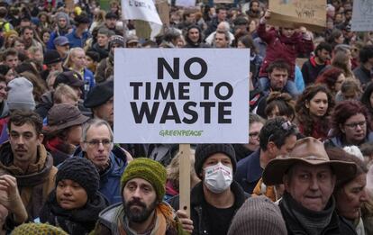 Manifestación en Bruselas en domingo contra el cambio climático.