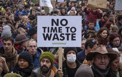 Manifestación en Bruselas en domingo contra el cambio climático. 