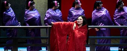 Un momento del ensayo general de la ópera celebrado esta tarde en el Palau de les Arts de Valencia.