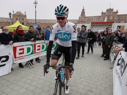 Froome, el pasado 17 de febrero, en la salida en Sevilla de la Vuelta a Andaluc&iacute;a.