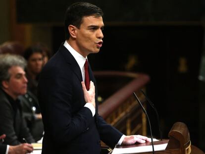 Pedro Sánchez, este martes en el Congreso.