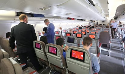 Interior de un avi&oacute;n de la compa&ntilde;&iacute;a Iberia en febrero de 2017.