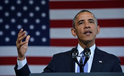 El presidente de EE UU, Barack Obama, durante su discurso en Denver, Colorado.