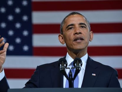 El presidente de EE UU, Barack Obama, durante su discurso en Denver, Colorado.