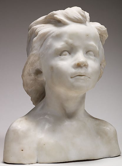 <i>La petite châtelaine (natte courbe épaisse)</i> [<i>La pequeña castellana (trenza curva gruesa)</i>]. 1892-1896 Mármol 1895. Musée Rodin, París