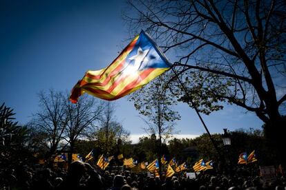 Els manifestants avui a la convocatòria de l'ANC.