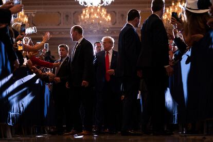 Former President Donald Trump arrives to speak at his Mar-a-Lago estate in Palm Beach, Fla., April 4, 2023