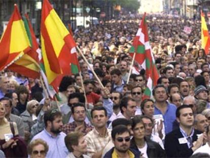 Un momento de la manifestación en San Sebastián para exigir libertad y el fin de la "limpieza étnica".