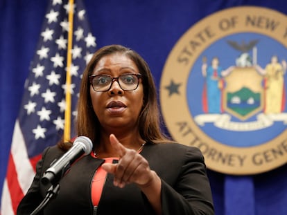 Letitia James, procuradora-geral do Estado de Nova York, em entrevista coletiva em agosto.