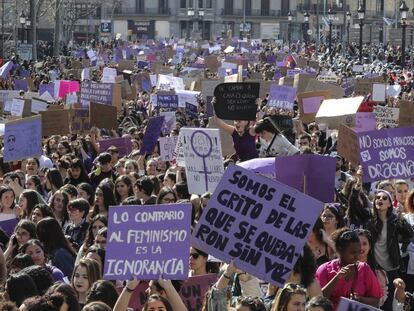 Manifestación del 8M en Barcelona.