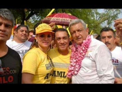 L&oacute;pez Obrador junto con Abarca y Pineda en una foto sin fechar