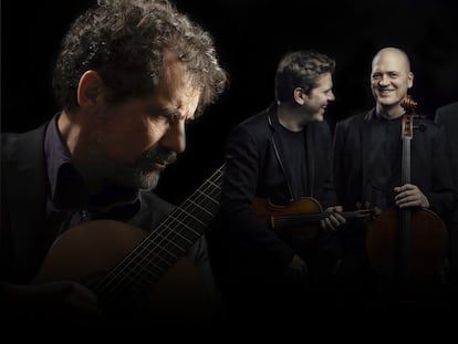 Àlex Garrobé, a la izquierda, y el Cuarteto Casals.