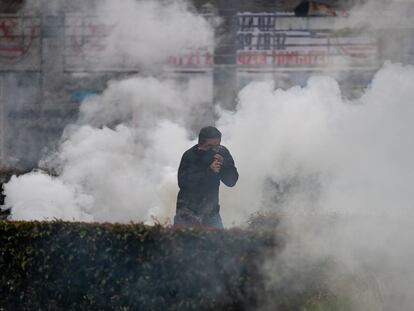 Enfrentamientos de los estudiantes con el Escuadrón Móvil Antidisturbios (ESMAD), en la Universidad Nacional de Colombia, el 21 de marzo del 2024, en Bogotá.