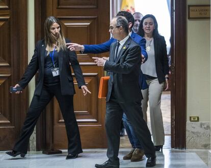 Jordi Turull tras recoger su acta parlamentaria en el Congreso de los Diputados.
