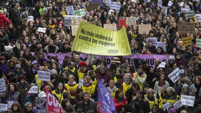 Manifestación contra la violencia de género en Madrid.