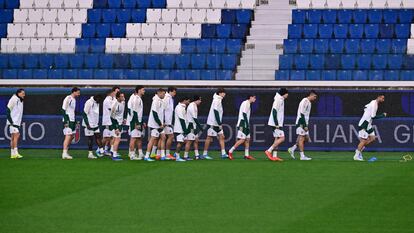 Los jugadores de Italia en el entrenamiento previo al partido contra Irlanda del Norte