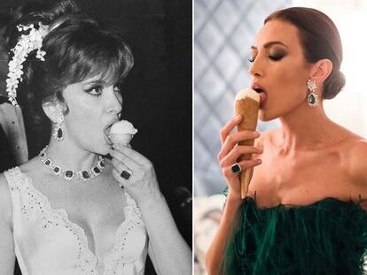 Gina Lollobrigida, en 1966, con los mismos pendientes que lució Nieves Alvárez en la gala de los Goya 2020.