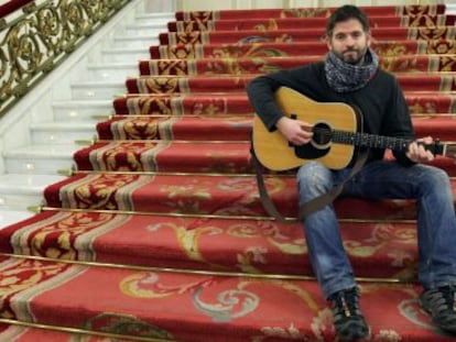 Mikel Urdangarin, en el Teatro Arriaga, en Bilbao, en la presentación de sus próximos conciertos.