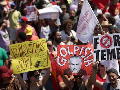 Protesto em Bras&iacute;lia, neste 7 de setembro.