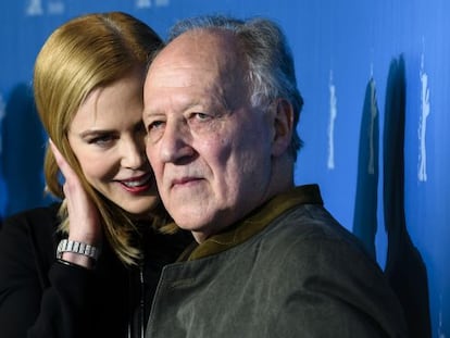 L'actriu Nicole Kidman i el director Werner Herzog, en la presentació a Berlín de 'Queen of the desert'.