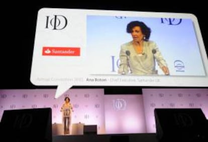 Ana Patricia Botín, consejera delegada del Santander UK, durante un discurso la semana pasada en el Royal Albert Hall de Londres (Reino Unido). EFE/Archivo