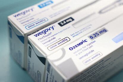 Cajas de Ozempic y Wegovy, producidas por Novo Nordisk.