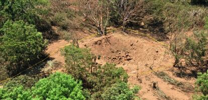 Vista aérea del lugar donde supuestamente cayó el meteorito en Managua.