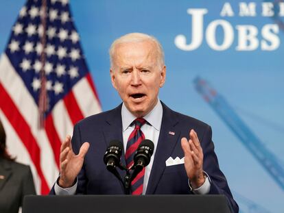 Joe Biden, durante un discurso sobre cómo estimular el empleo el pasado 7 de abril en la Casa Blanca.