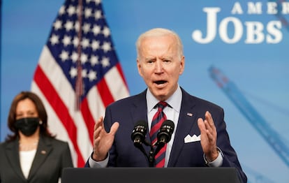 Joe Biden, durante un discurso sobre cómo estimular el empleo el pasado 7 de abril en la Casa Blanca.