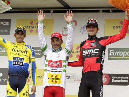 "Purito" Rodríguez, ganador, junto a Contador y Van Garderen