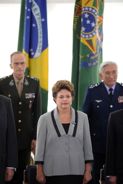 Dilma Rousseff, en la ceremonia en la que recogió la Medalla a la Orden de la Defensa, la mayor condecoración militar.