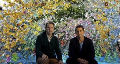 Andr&eacute;s Jaque y Federico Herrero, ayer en la terraza de La Casa Encendida.