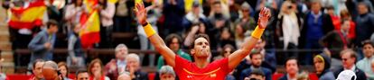 Nadal celebra la victoria contra Kohlschreiber.