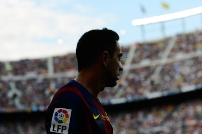 Xavi en su ultimo partido como jugador azulgrana