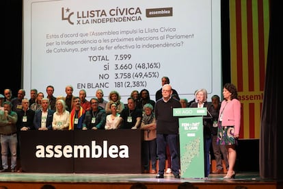 La presidenta de la ANC, Dolors Feliu, presenta los resultados de la entidad, que rechazan formar una lista unitaria para presentarse a las elecciones catalanas.