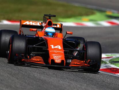 Fernando Alonso durante el Gran Premio de Italia.