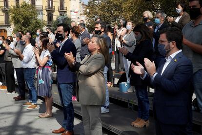 Acto de homenaje a los políticos independentistas encarcelados en el primer aniversario de la sentencia del 'procés'.