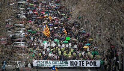 Manifestación en defensa de la escuela catalana, en marzo.