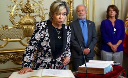 La abogada general del Estado, Consuelo Castro, durante el acto de toma de posesión de su cargo.