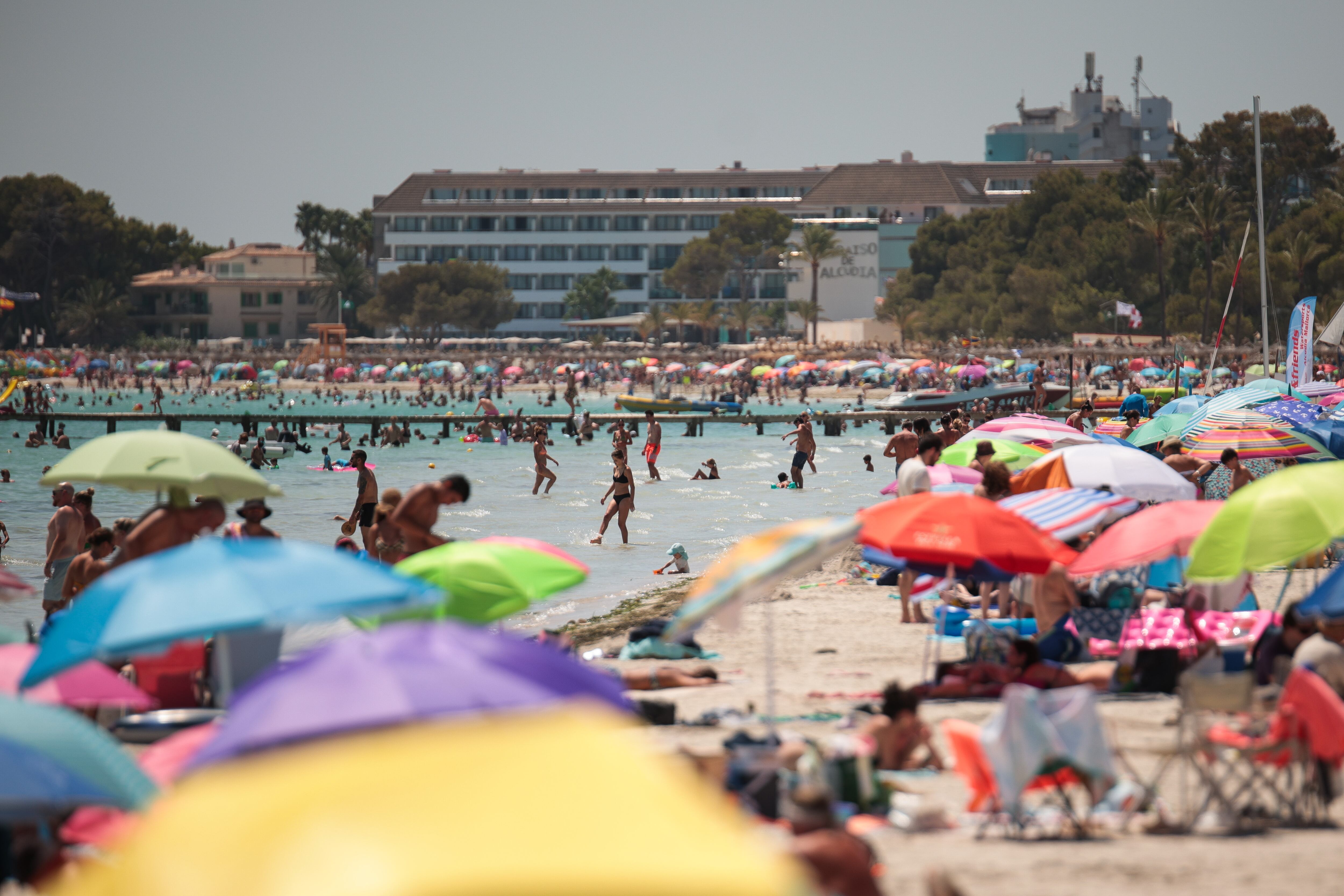 Playa del Puerto de Alcudia, este domingo.