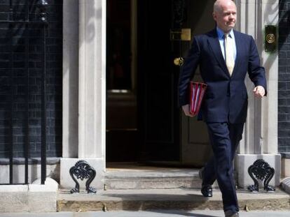 El ministro de Exteriores brit&aacute;nico, William Hague, en Downing Street. 