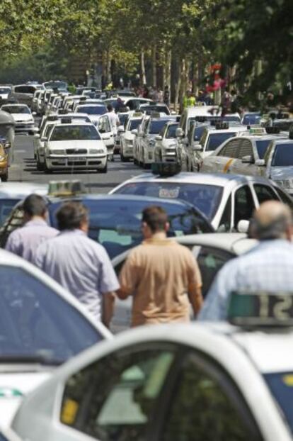 Manifestación de taxistas andaluces, en julio en Sevilla.