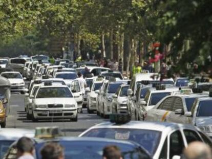 Manifestación de taxistas andaluces, en julio en Sevilla.