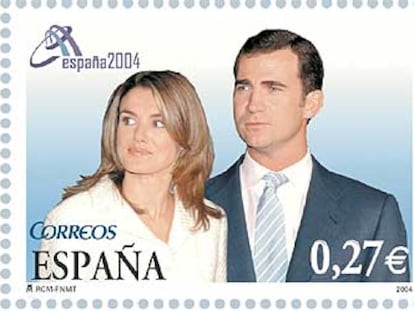 Sello que emitirá Correos el 24 de mayo con motivo de la boda del príncipe Felipe y Letizia Ortiz.